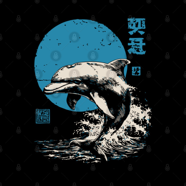 Retro Dolphin - 90s Style Japanese Wave Art by TuncGK