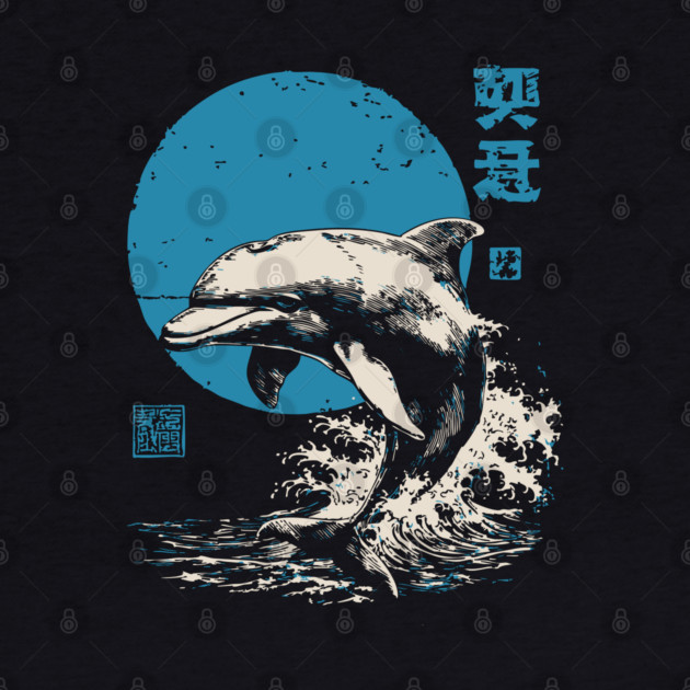 Retro Dolphin - 90s Style Japanese Wave Art by TuncGK