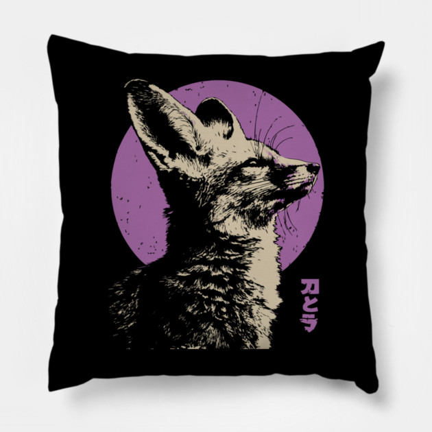 Mystical Fox - Japanese Vaporwave Kitsune Pillow by TuncGK
