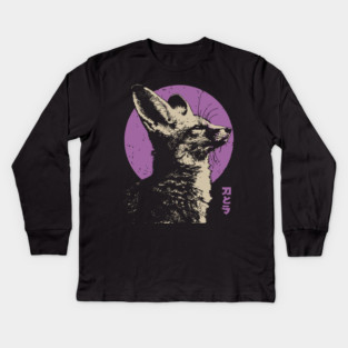 Mystical Fox - Japanese Vaporwave Kitsune Kids Long Sleeve T-Shirt