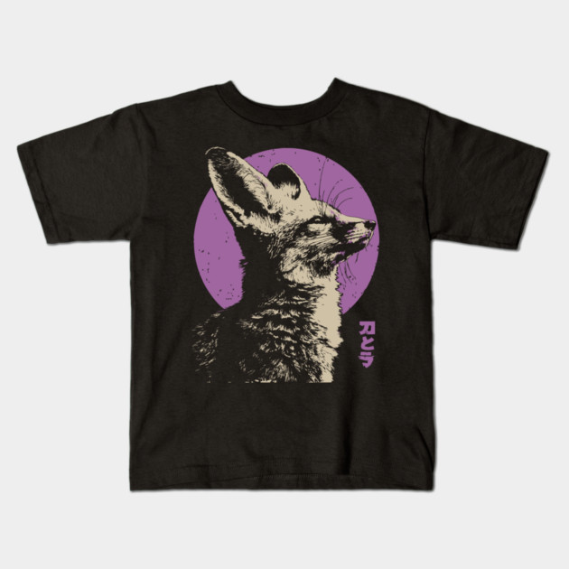 Mystical Fox - Japanese Vaporwave Kitsune Kids T-Shirt by TuncGK