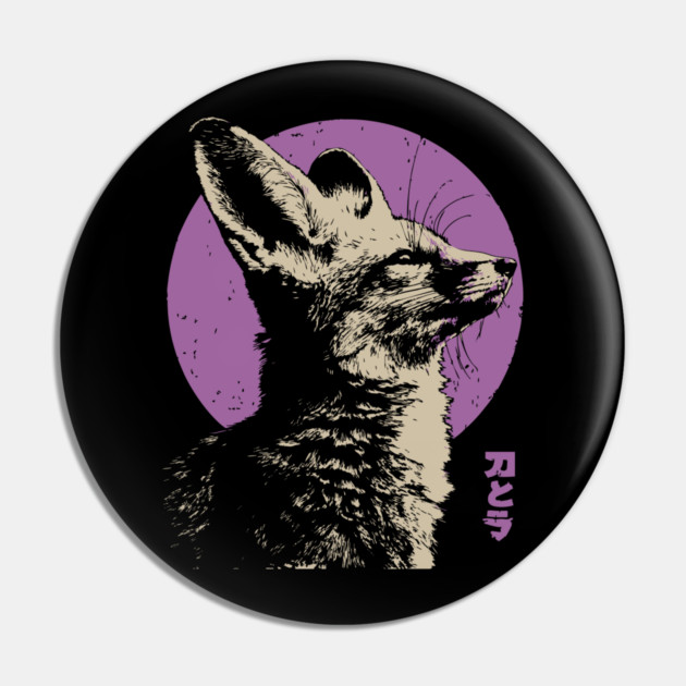 Mystical Fox - Japanese Vaporwave Kitsune Pin by TuncGK