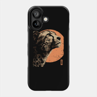 Vintage Cheetah Portrait - Retro Japanese Style Art Phone Case
