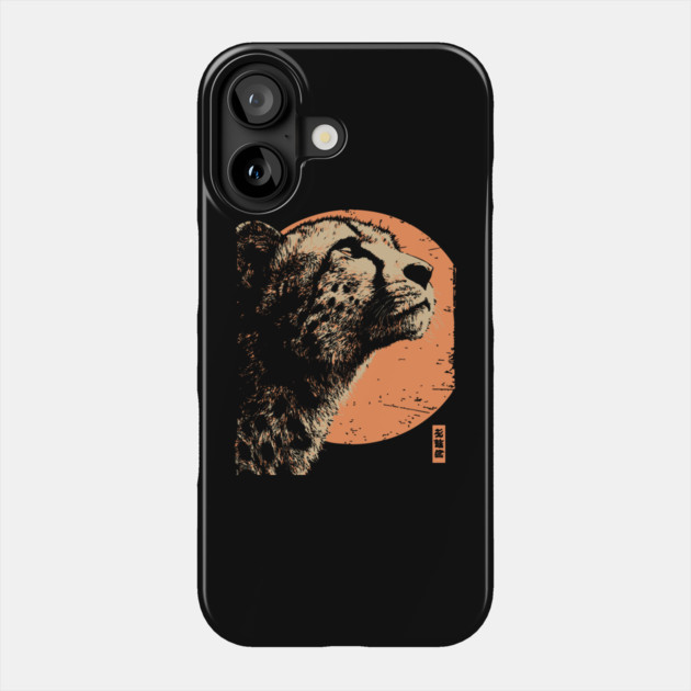 Vintage Cheetah Portrait - Retro Japanese Style Art Phone Case by TuncGK