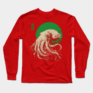 Emerald Octopus - Japanese Retro Sea Monster Long Sleeve T-Shirt