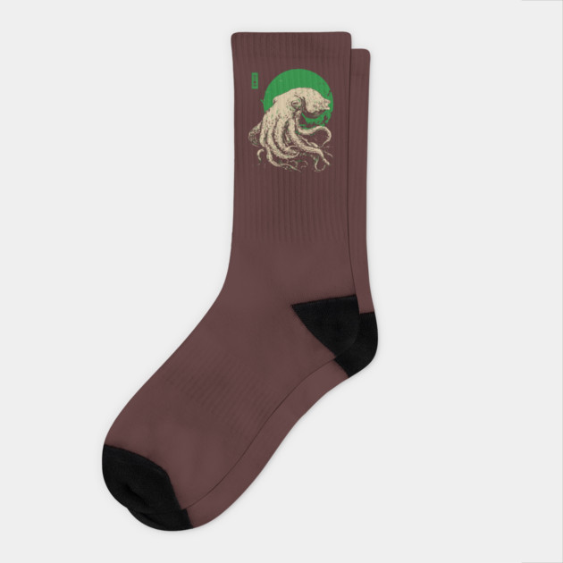 Emerald Octopus - Japanese Retro Sea Monster Socks by TuncGK