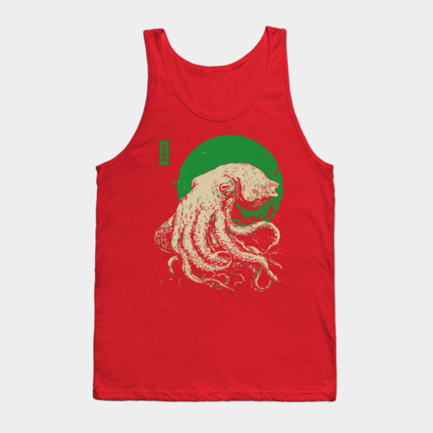 Emerald Octopus - Japanese Retro Sea Monster Tank Top by TuncGK