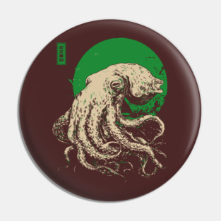 Emerald Octopus - Japanese Retro Sea Monster Pin