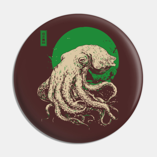 Emerald Octopus - Japanese Retro Sea Monster Pin by TuncGK