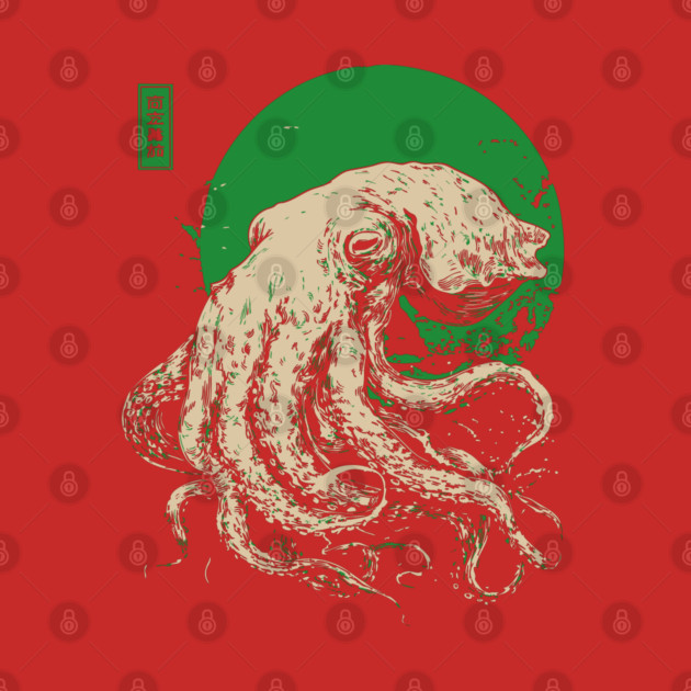 Emerald Octopus - Japanese Retro Sea Monster by TuncGK