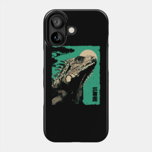 Vintage Iguana - Retro Japanese Reptile Portrait Phone Case