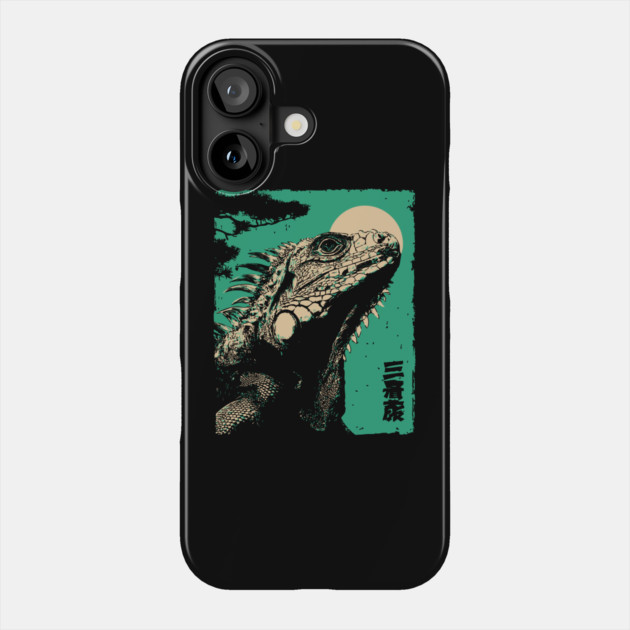 Vintage Iguana - Retro Japanese Reptile Portrait Phone Case by TuncGK