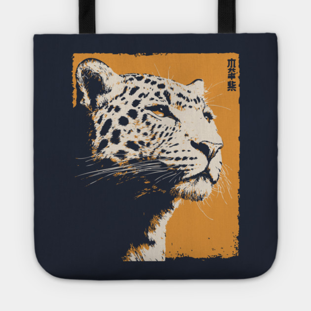 Vintage Snow Leopard - Japanese Style Mountain Cat Tote by TuncGK