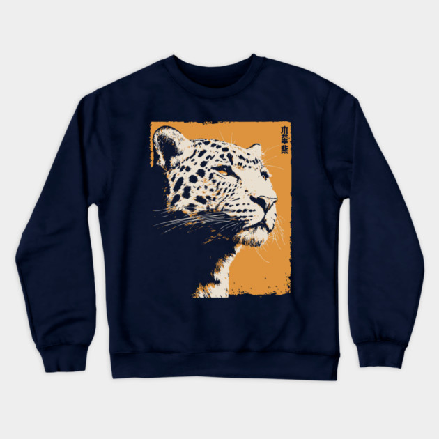 Vintage Snow Leopard - Japanese Style Mountain Cat Crewneck Sweatshirt by TuncGK