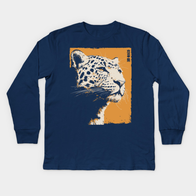 Vintage Snow Leopard - Japanese Style Mountain Cat Kids Long Sleeve T-Shirt by TuncGK