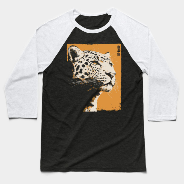 Vintage Snow Leopard - Japanese Style Mountain Cat Baseball T-Shirt by TuncGK