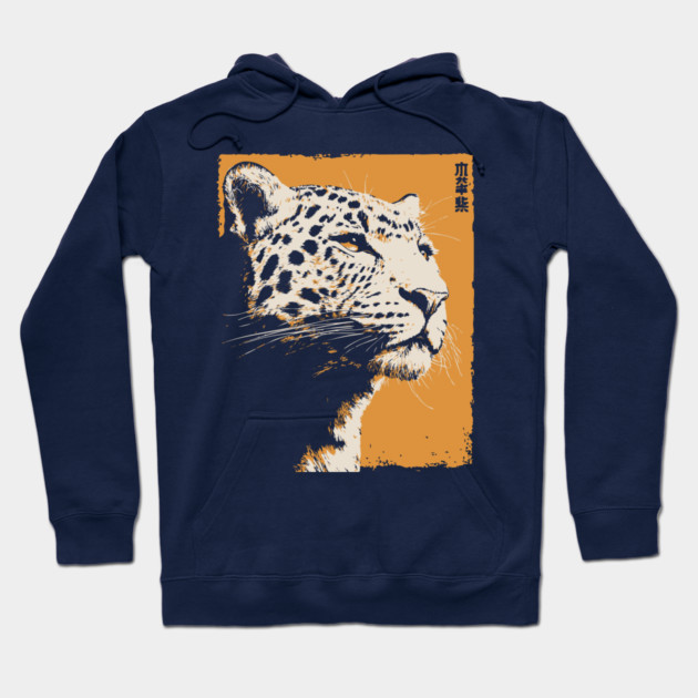 Vintage Snow Leopard - Japanese Style Mountain Cat Hoodie by TuncGK