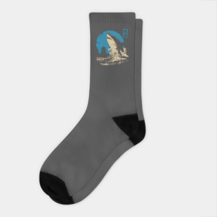 Great White Shark - Japanese Ukiyo-e Wave Art Socks
