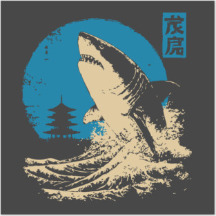 Great White Shark - Japanese Ukiyo-e Wave Art Posters and Art