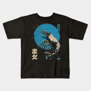 Ukiyo-e Shrimp - Quirky Japanese Seafood Art Kids T-Shirt