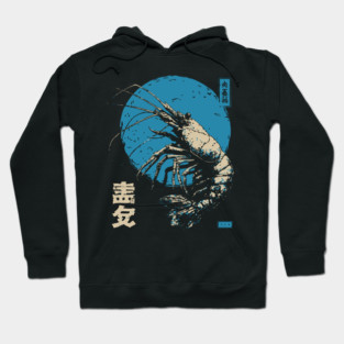 Ukiyo-e Shrimp - Quirky Japanese Seafood Art Hoodie