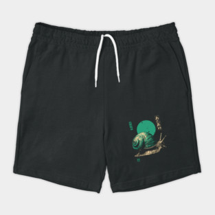 Zen Garden Teal Snail - Japanese Ukiyo-e Style Shorts