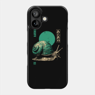 Zen Garden Teal Snail - Japanese Ukiyo-e Style Phone Case