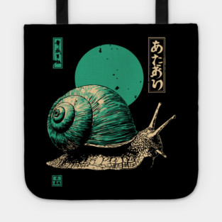Zen Garden Teal Snail - Japanese Ukiyo-e Style Tote