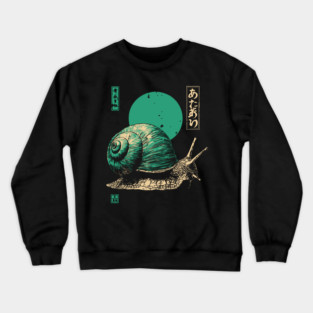 Zen Garden Teal Snail - Japanese Ukiyo-e Style Crewneck Sweatshirt