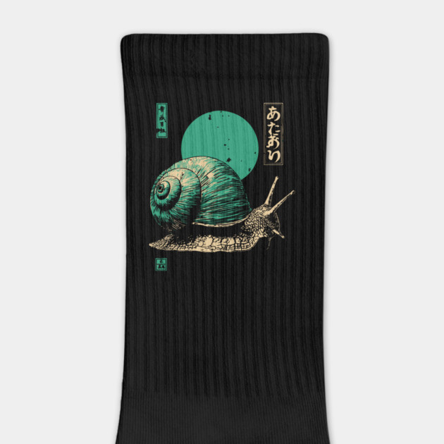 Zen Garden Teal Snail - Japanese Ukiyo-e Style by TuncGK
