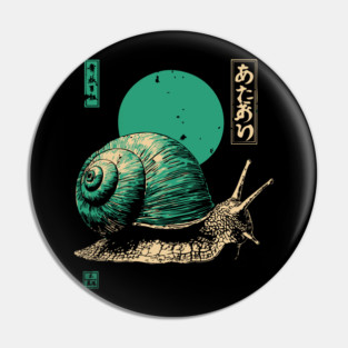 Zen Garden Teal Snail - Japanese Ukiyo-e Style Pin