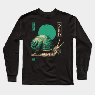 Zen Garden Teal Snail - Japanese Ukiyo-e Style Long Sleeve T-Shirt