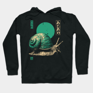 Zen Garden Teal Snail - Japanese Ukiyo-e Style Hoodie