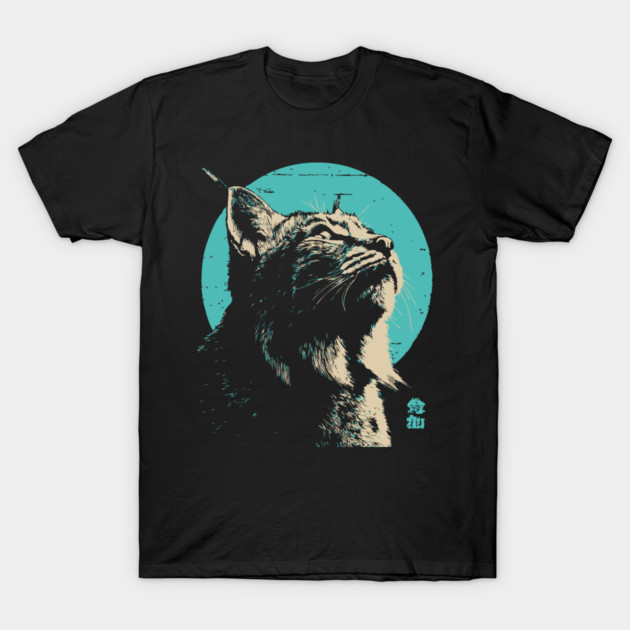 Retro Lynx Art - Japanese Style Wild Cat T-Shirt by TuncGK