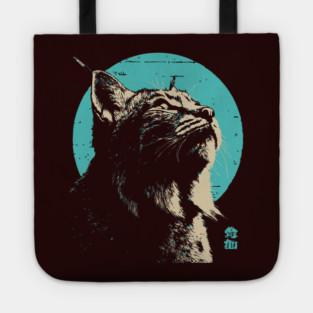Retro Lynx Art - Japanese Style Wild Cat Tote