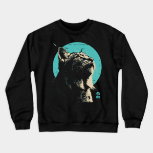 Retro Lynx Art - Japanese Style Wild Cat Crewneck Sweatshirt