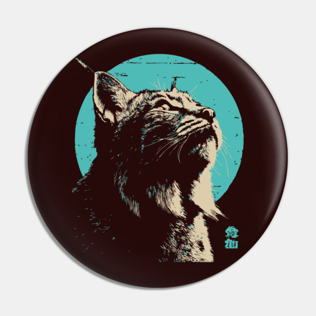 Retro Lynx Art - Japanese Style Wild Cat Pin by TuncGK