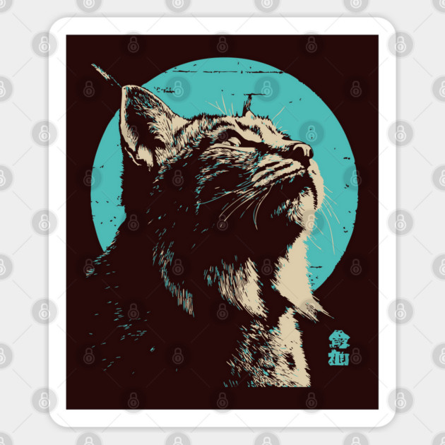 Retro Lynx Art - Japanese Style Wild Cat Sticker by TuncGK