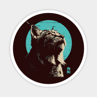 Retro Lynx Art - Japanese Style Wild Cat Magnet
