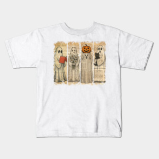 Vintage Oldpaper Halloween Ghost Kids T-Shirt
