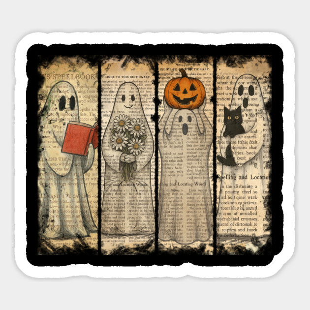 Vintage Oldpaper Halloween Ghost Magnet by UrbanLifeApparel