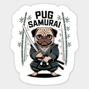 Pug Samurai Funny Pug Magnet