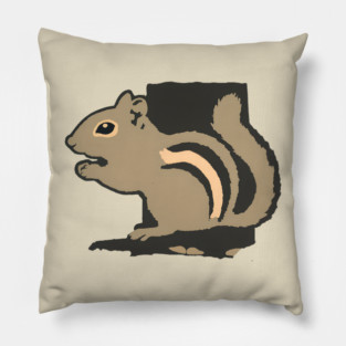 Chipmunk Illustration – Cute Woodland Animal Art, Minimalist 6-Color Drawing, Nature Lover Gift, Forest Wildlife Design Pillow