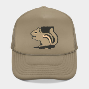 Chipmunk Illustration – Cute Woodland Animal Art, Minimalist 6-Color Drawing, Nature Lover Gift, Forest Wildlife Design Hat