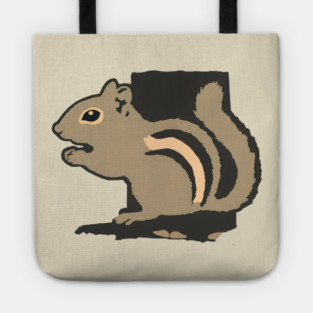 Chipmunk Illustration – Cute Woodland Animal Art, Minimalist 6-Color Drawing, Nature Lover Gift, Forest Wildlife Design Tote