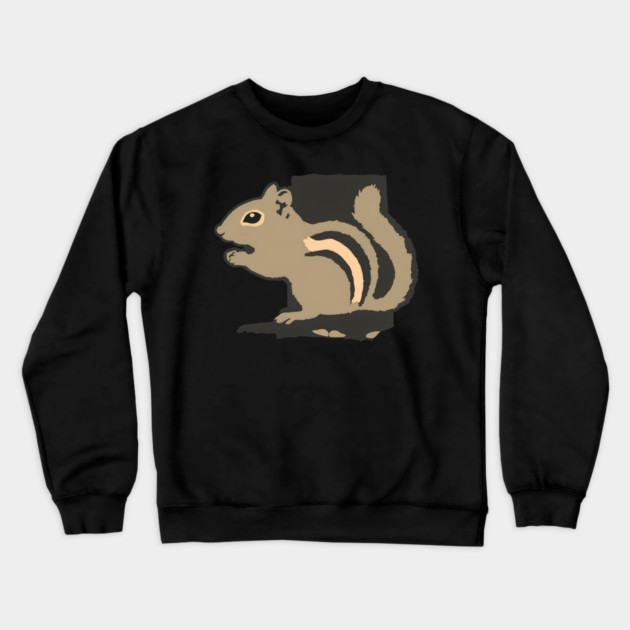 Chipmunk Illustration – Cute Woodland Animal Art, Minimalist 6-Color Drawing, Nature Lover Gift, Forest Wildlife Design Crewneck Sweatshirt by DonWillisJrArt