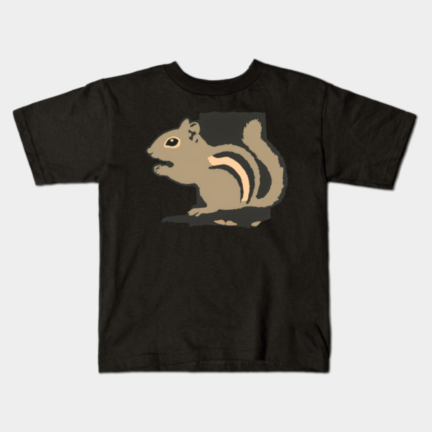 Chipmunk Illustration – Cute Woodland Animal Art, Minimalist 6-Color Drawing, Nature Lover Gift, Forest Wildlife Design Kids T-Shirt by DonWillisJrArt