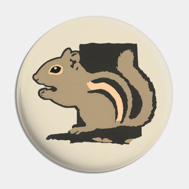 Chipmunk Illustration – Cute Woodland Animal Art, Minimalist 6-Color Drawing, Nature Lover Gift, Forest Wildlife Design Pin by DonWillisJrArt
