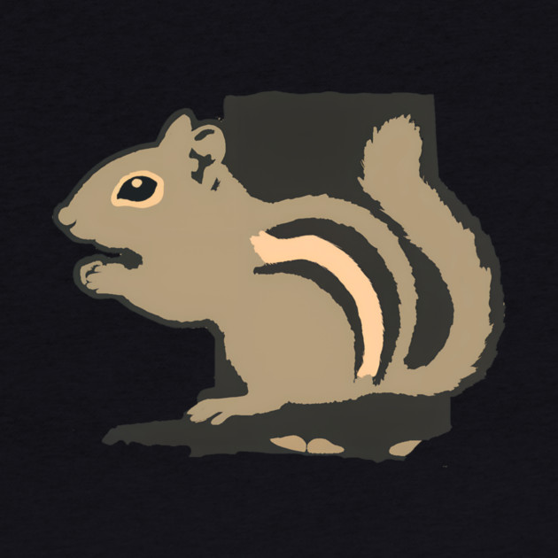 Chipmunk Illustration – Cute Woodland Animal Art, Minimalist 6-Color Drawing, Nature Lover Gift, Forest Wildlife Design by DonWillisJrArt