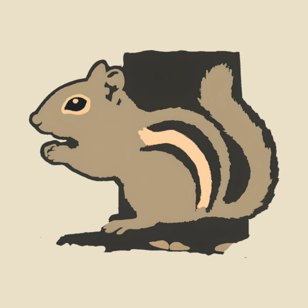 Chipmunk Illustration – Cute Woodland Animal Art, Minimalist 6-Color Drawing, Nature Lover Gift, Forest Wildlife Design by DonWillisJrArt